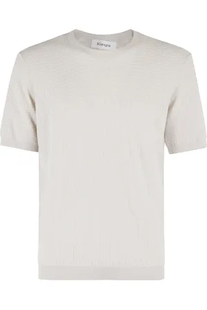 KANGRA CASHMERE Strik, Herre, Grå, XL, Bomuld, Bomuld Linned Strik Crew Neck Tee