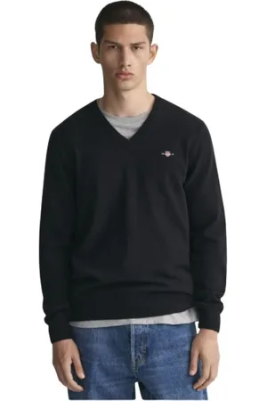GANT Sweathshirts & Hoodies, Herre, Sort, XL, Uld, Ultra Fine Wool V-Neck Sweater