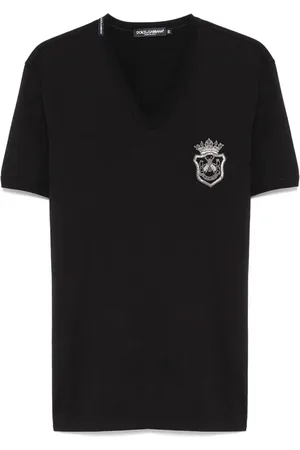 Dolce & Gabbana Top, Herre, Sort, L, Bomuld, Afslappet Bomuld T-Shirt i Sort