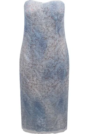 ERMANNO SCERVINO Kjole, Dame, Blå, S, Bomuld, Lace Bustier Midi Kjole