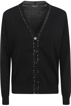 Fabiana Filippi Strik, Dame, Sort, 2XS, Bomuld, Cardigan