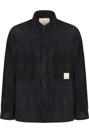Emporio Armani Jakke, Herre, Blå, XL, Læder, Læder overshirt med to forlommer