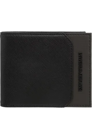 Emporio Armani Tilbehør, Herre, Sort, ONE SIZE, Minimalistisk Logo Wallet med Kortlommer