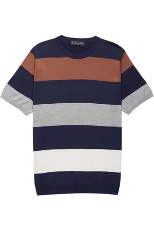 Brooks Brothers Strik, Herre, Blå, M, Bomuld, Bomulds- og silke sweater