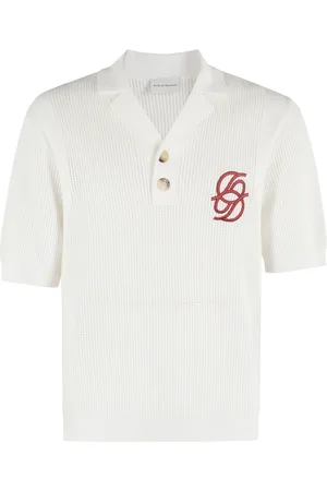 Drôle de Monsieur Top, Herre, Hvid, S, Bomuld, Monogram Polo Shirt Flødefarvet