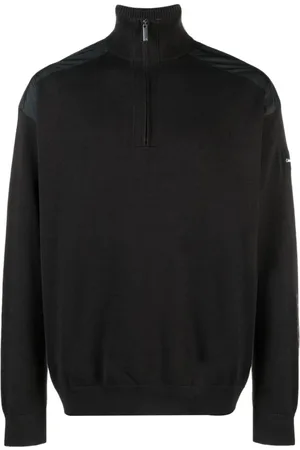 Calvin Klein Strik, Herre, Sort, XL, Bomuld, Quarter Zip Sweater Mix Media