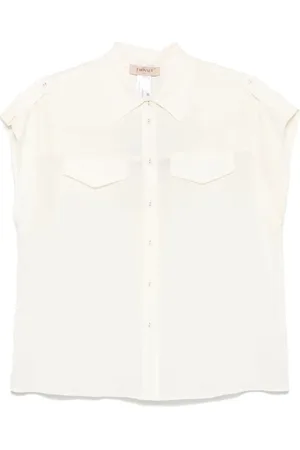Twin-Set Bluser & Skjorter, Dame, Hvid, XS, Silkeblandet Skjorte Stil 251Tp2501
