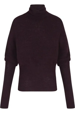 Cortana Strik, Dame, Lilla, XL, Uld, Burgundy Turtleneck Jersey