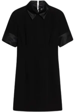 Sportmax Kjole, Dame, Sort, S, Satin, Mini Kjole med Satin Detaljer