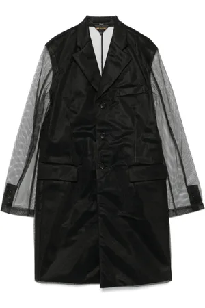 Comme des Garçons Frakke, Dame, Sort, M, Sort knappet frakke med bagudskåret