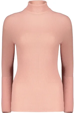 Fabiana Filippi Strik, Dame, Lyserød, S, Uld, Ribbet turtleneck sweater i uldblanding