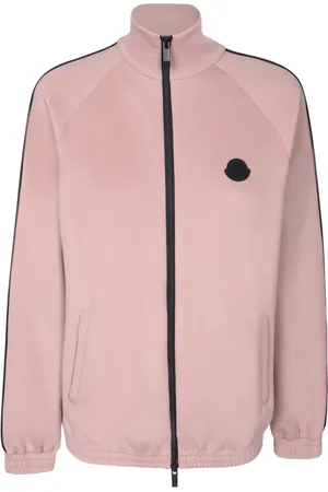 Moncler Sweathshirts & Hoodies, Dame, Lyserød, S, Polyester, Teknisk Strik Cardigan