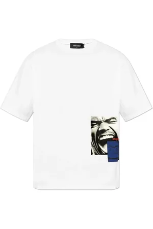 Dsquared2 Top, Herre, Hvid, L, Bomuld, T-shirt med print
