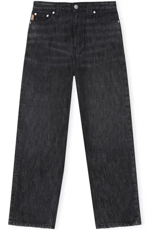 Ganni Jeans, Dame, Sort, W30, Bomuld, Stonewashed Cropped Jeans