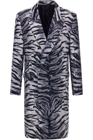 Roberto Cavalli Frakke, Herre, Flerfarvet, 3XL, Grå Dobbeltbrystet Trenchcoat