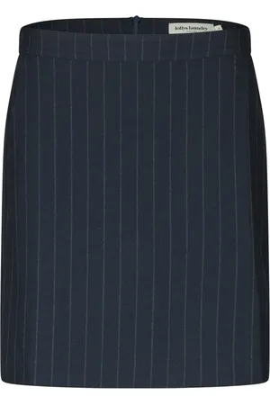Lollys Laundry Nederdel, Dame, Blå, 2XL, Uld, Pinstripe Pencil Skirt