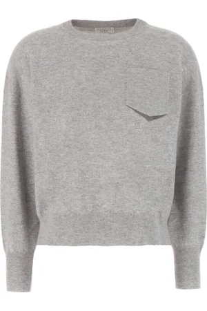 Brunello Cucinelli Strik, Dame, Grå, XL, Uld, Stilfuldt Strikketøj Kollektion