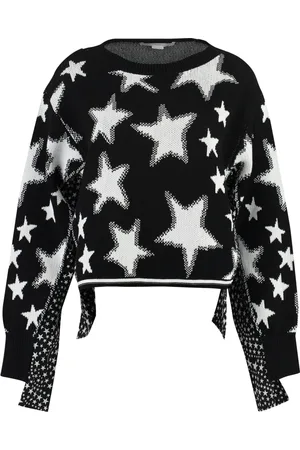 Stella McCartney Strik, Dame, Sort, 2XS, Bomuld, Stjernemønster Crew-Neck Sweater