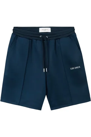 Les Deux Shorts, Herre, Blå, S, Uld, Komfortable Track Shorts med Skræddersyede Trykknapper