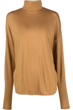 ELEVENTY Strik, Dame, Brun, M, Brun afslappet sweater med lange ærmer