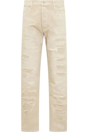Heron Preston Bukser, Herre, , W33, Bomuld, Straight-Leg Logo Patch Distressed Jeans