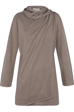 Cortana Strik, Dame, Grå, XS, Uld, Linen Wrap Top Botanica