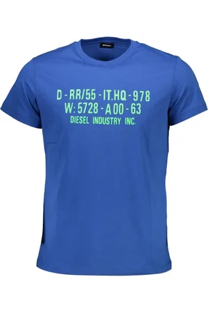 Diesel Top, Herre, Blå, L, Bomuld, Crew Neck T-shirt med markant print