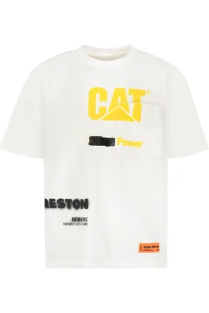 Heron Preston Top, Herre, Hvid, XS, Bomuld, Kat Printet Bomulds T-shirt