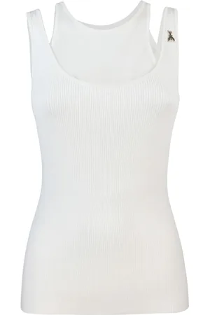 Patrizia Pepe Top, Dame, Hvid, M, Bomuld, Hvid Tank Top Logo Plaque