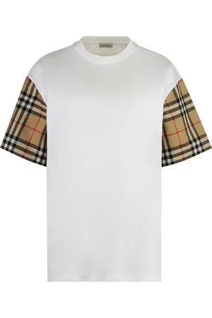 Burberry Top, Dame, Hvid, M, Bomuld, Bomulds T-shirt med Rund Hals