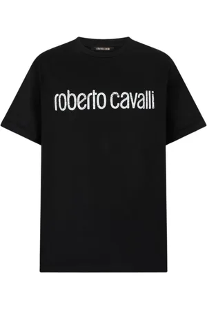 Roberto Cavalli Top, Herre, Sort, S, Bomuld, Vintage Logo Bomuld Crew Neck T-Shirt