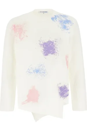 Comme des Garçons Strik, Herre, Flerfarvet, XL, Uld, Rundhalset strik