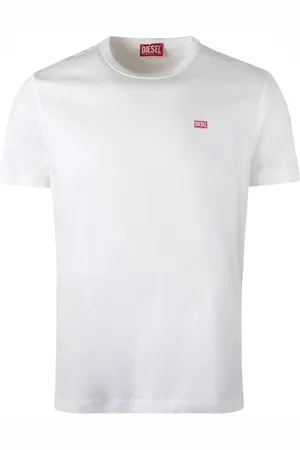 Diesel Top, Herre, Hvid, L, Bomuld, Bomulds T-shirt med Rund Hals