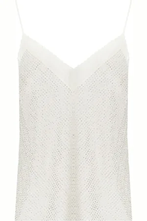 Elisabetta Franchi Top, Dame, , XS, Elfenbensfarvet Georgette Top med Perler