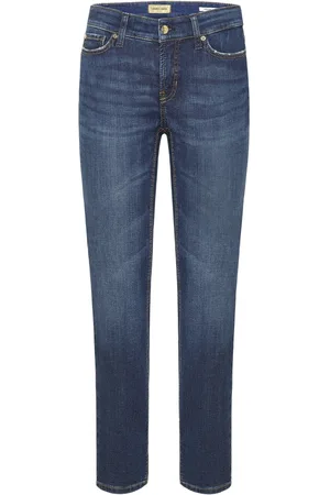 Cambio Jeans, Dame, Blå, 3XL, Bomuld, Cropped Slim-fit Jeans