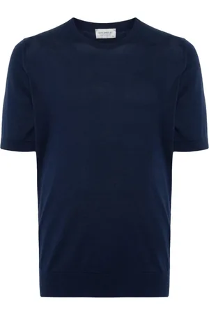 JOHN SMEDLEY Top, Herre, Blå, 2XL, Bomuld, Navy Bomuld Strik Crew T-shirt