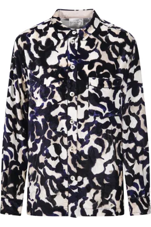 FORTE FORTE Bluser & Skjorter, Dame, Sort, S, Uld, Ink Rose Alchemy Pajama Skjorte