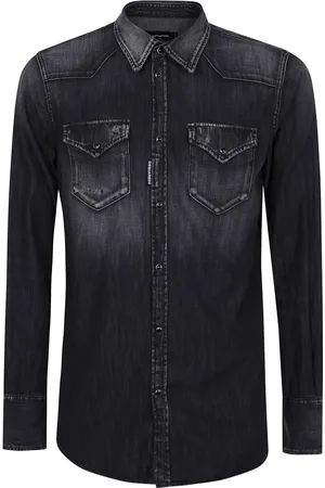 Dsquared2 Skjorte, Herre, Sort, L, Bomuld, Klassisk Western Skjorte
