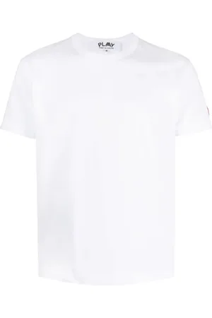 Comme des Garçons Top, Herre, Hvid, S, Bomuld, Logo Patch Kortærmet Bomulds T-shirt