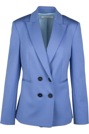 LIVIANA CONTI Jakke, Dame, Blå, M, Uld, Modern Double-Breasted Blazer