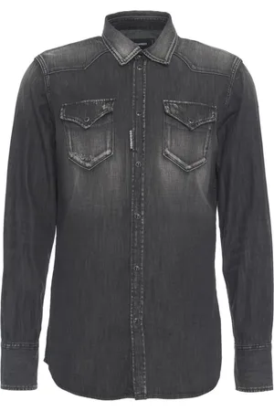 Dsquared2 Skjorte, Herre, Sort, XL, Denim, Sort Western Denim Skjorte