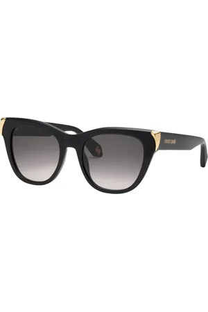 Roberto Cavalli Tilbehør, Dame, Sort, ONE SIZE, Cat-eye solbriller med hugtænder