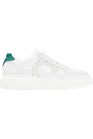 Salvatore Ferragamo Sko, Herre, Hvid, 41 EU, Læder, Cassina Off og grønne sneakers i ruskindslæder