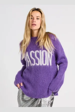 Suncoo Strik, Dame, Lilla, XS, Uld, Fluffy Uldblanding Rundhalset Sweater