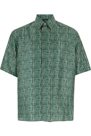 Fendi Skjorte, Herre, Flerfarvet, L, Uld, Short Sleeve Shirt