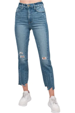 Frame Jeans, Dame, Blå, W27, Bomuld, Le Sylvie Jagged Edge Jeans