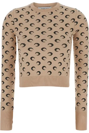 Marine Serre Strik, Dame, , XS, Uld, Crescent Moon Jacquard Sweater