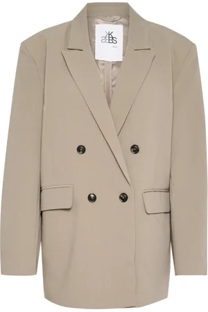 Karen by Simonsen Jakke, Dame, , 2XS, Uld, Oversize Blazer Ristet Cashew