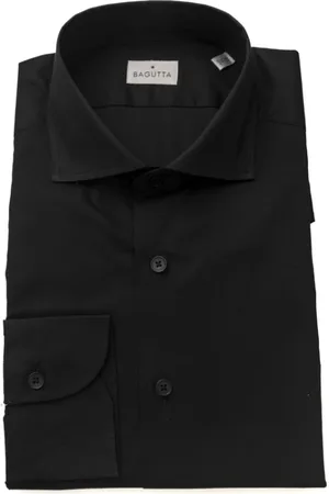 BAGUTTA Skjorte, Herre, Sort, XL, Bomuld, Elegant Slim Fit Sort Skjorte med Fransk Krave