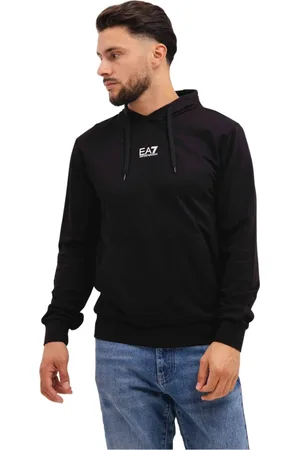 Emporio Armani Sweathshirts & Hoodies, Herre, Sort, XS, Uld, Stilfuld Trendy Logo Hættetrøje